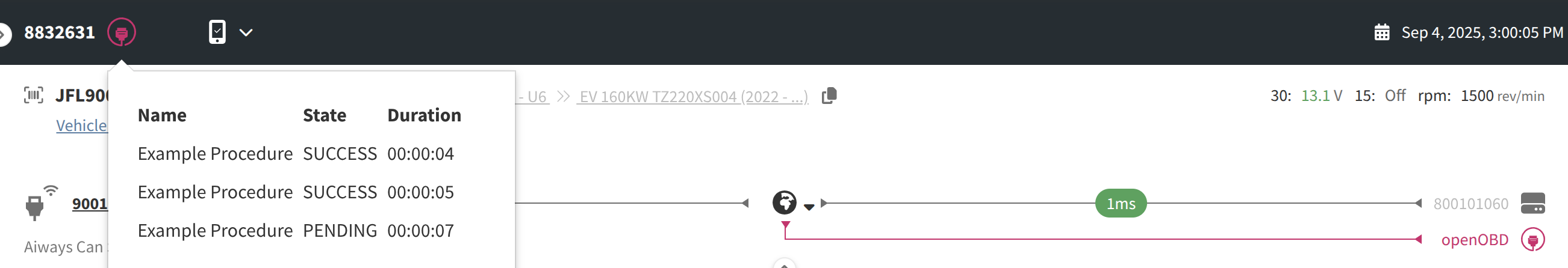 openOBD session indication