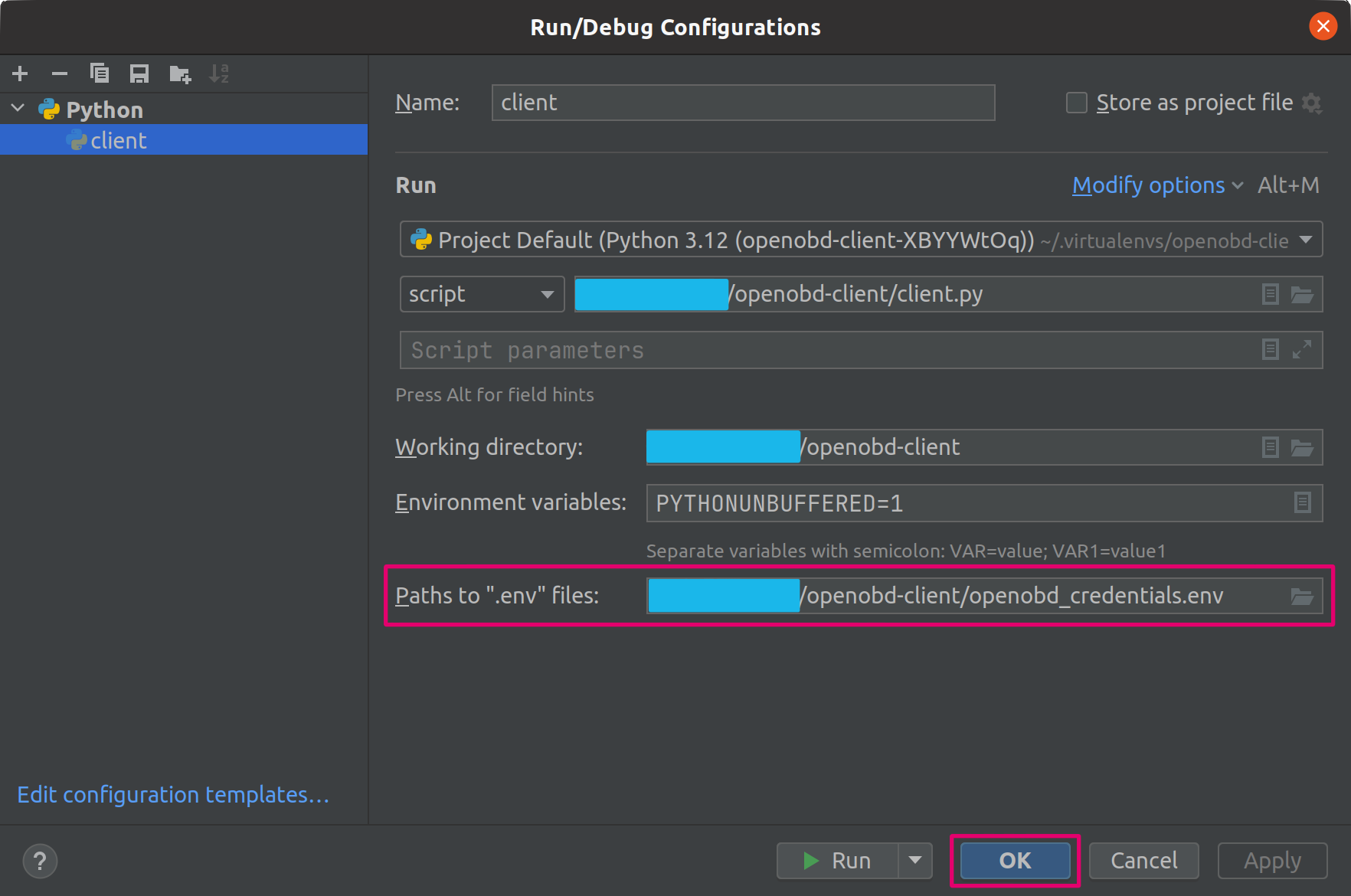 PyCharm configurations